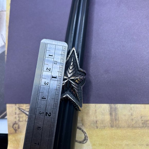 Huge Impressive Steel Rock Star Silver Black Statement Ring Punk Size 9 - Picture 4 of 5